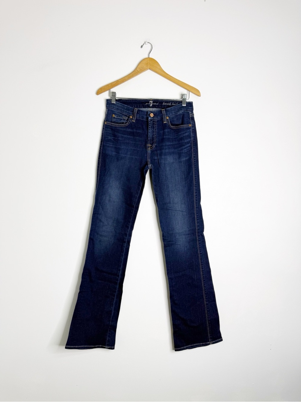 7 For All Mankind Karah Bootcut Jeans Size 30 Dark Wash Long Inseam